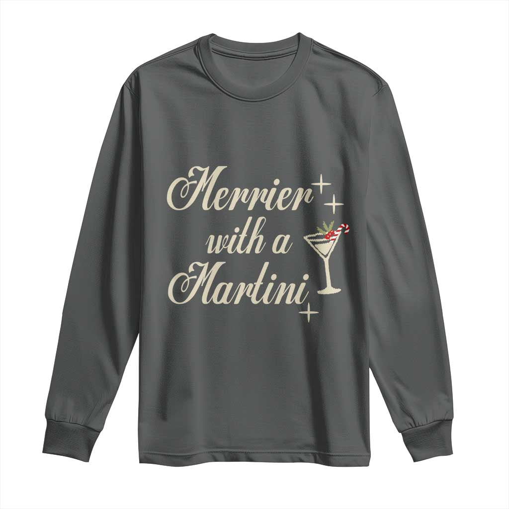 Merrier With a Martini Christmas Long Sleeve Shirt - Wonder Print Shop