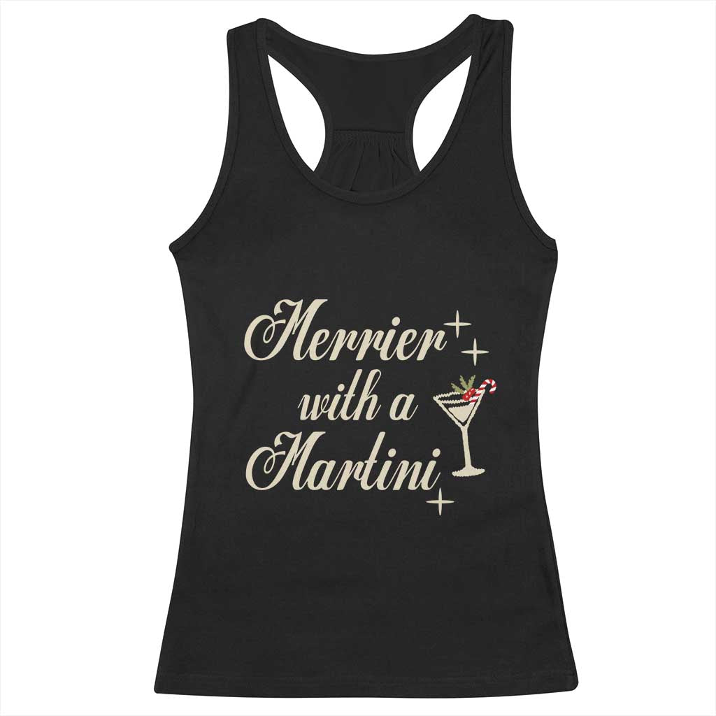 Merrier With a Martini Christmas Racerback Tank Top - Wonder Print Shop