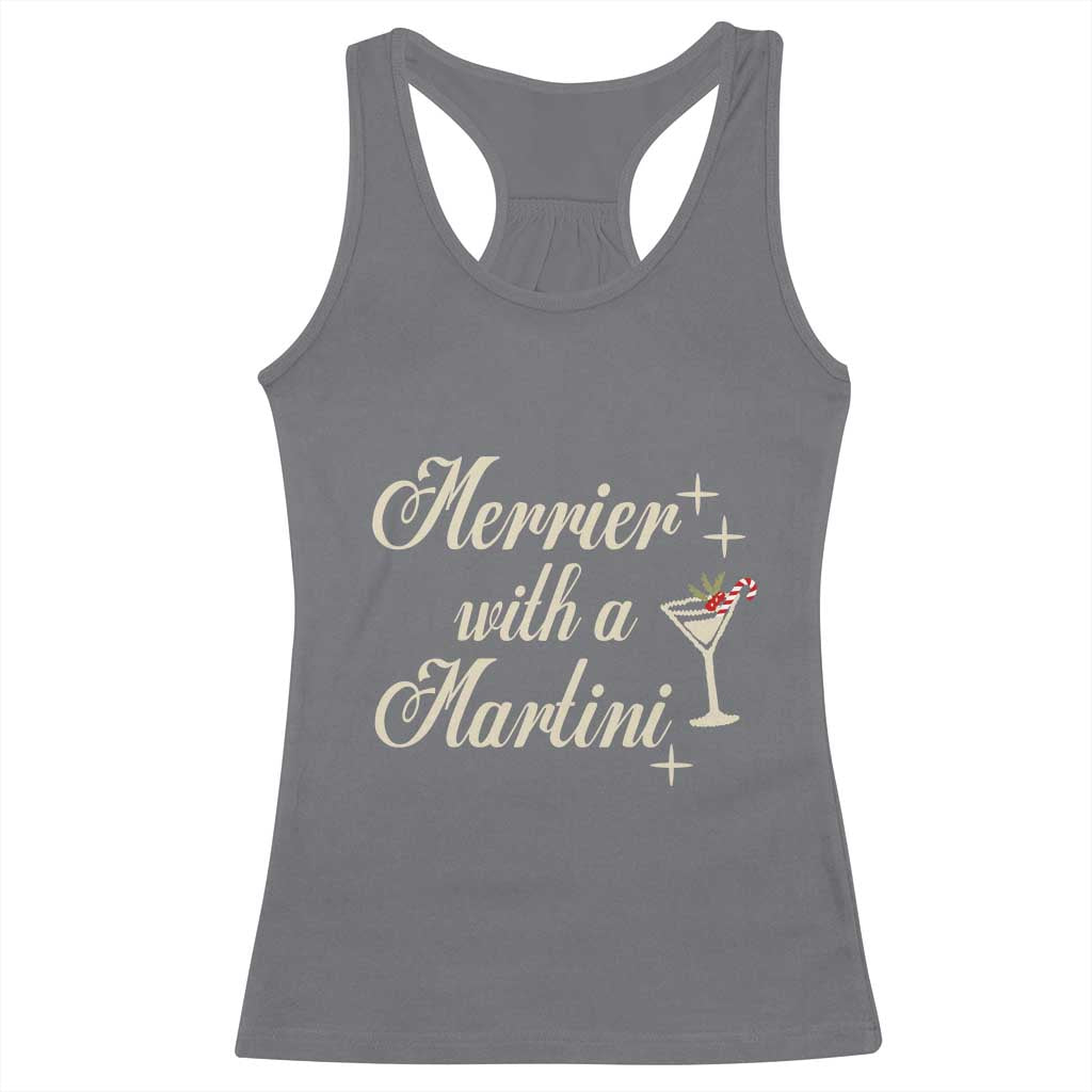 Merrier With a Martini Christmas Racerback Tank Top - Wonder Print Shop