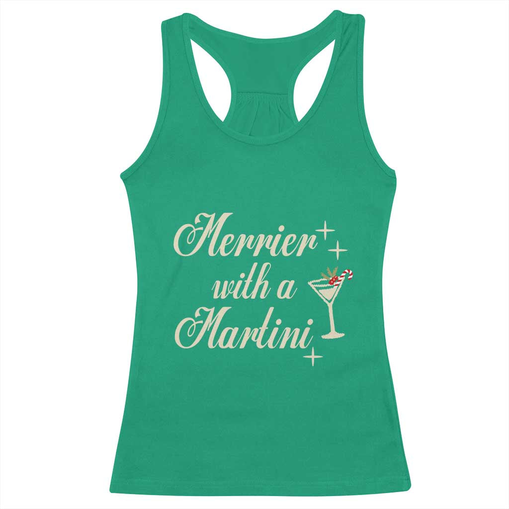 Merrier With a Martini Christmas Racerback Tank Top - Wonder Print Shop