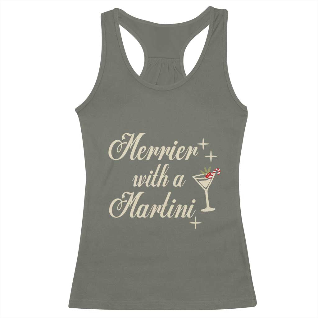 Merrier With a Martini Christmas Racerback Tank Top - Wonder Print Shop