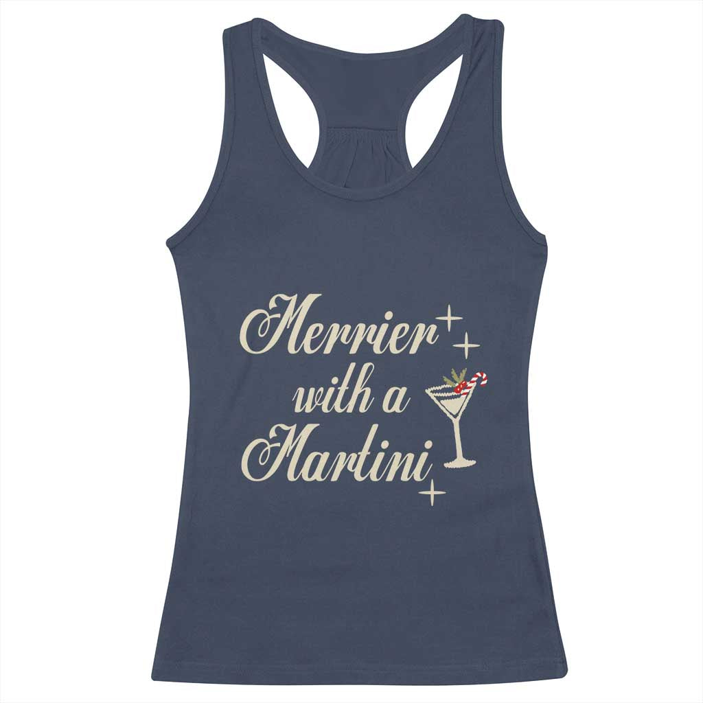 Merrier With a Martini Christmas Racerback Tank Top - Wonder Print Shop
