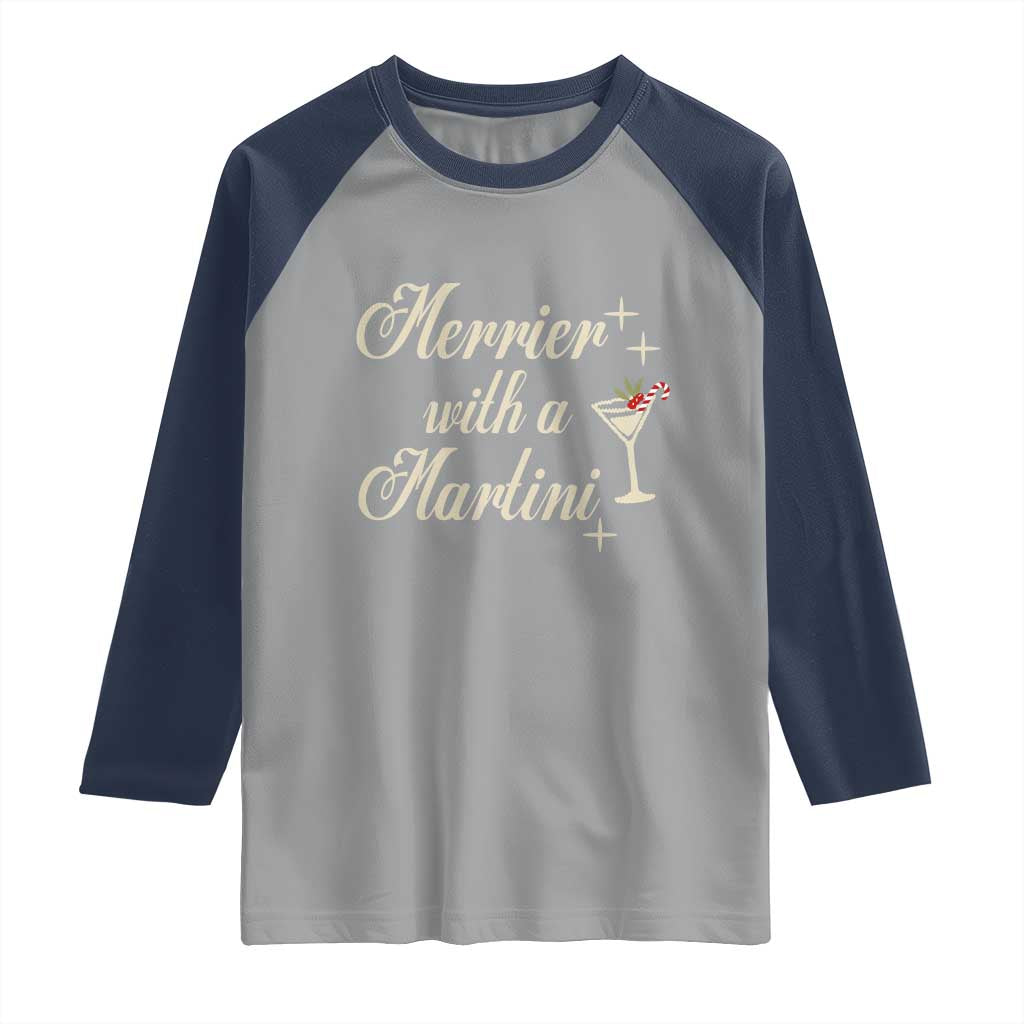 Merrier With a Martini Christmas Raglan Shirt - Wonder Print Shop