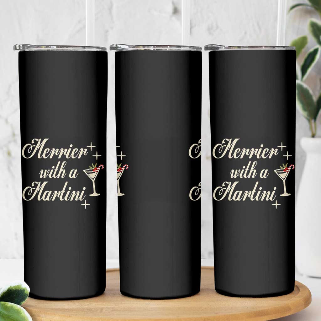 Merrier With a Martini Christmas Skinny Tumbler - Wonder Print Shop