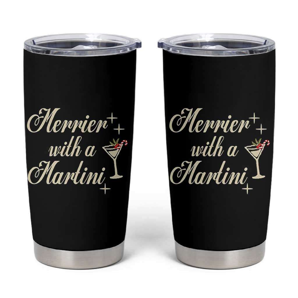 Merrier With a Martini Christmas Tumbler Cup - Wonder Print Shop