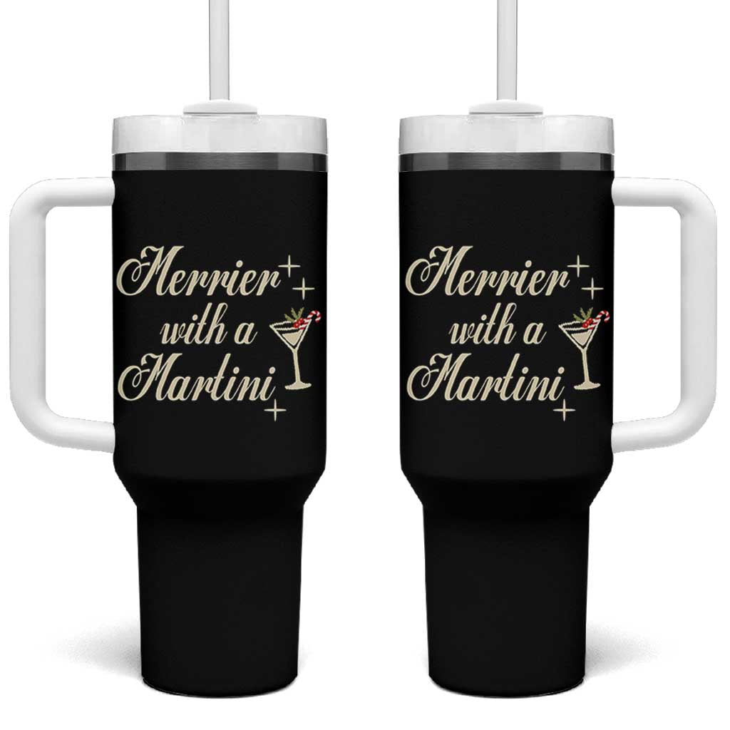 Merrier With a Martini Christmas Tumbler With Handle - Wonder Print Shop