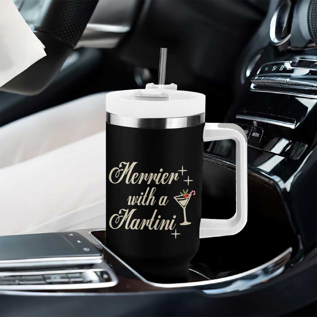 Merrier With a Martini Christmas Tumbler With Handle - Wonder Print Shop