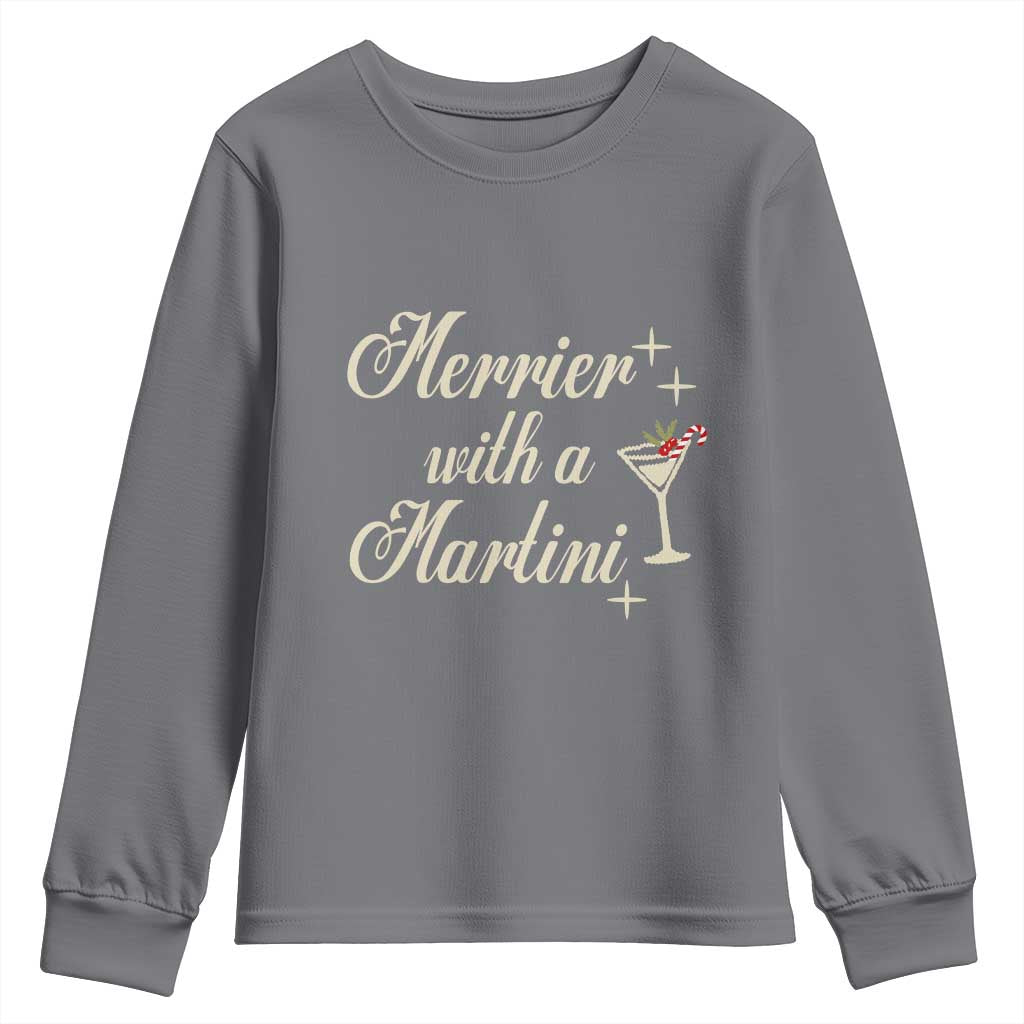 Merrier With a Martini Christmas Youth Sweatshirt - Wonder Print Shop