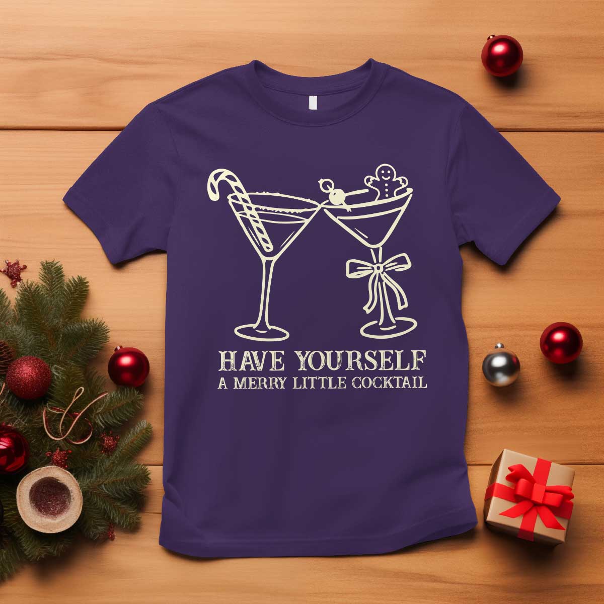 Christmas Cocktail T Shirt Merry Little Cocktail Espresso Martini - Wonder Print Shop