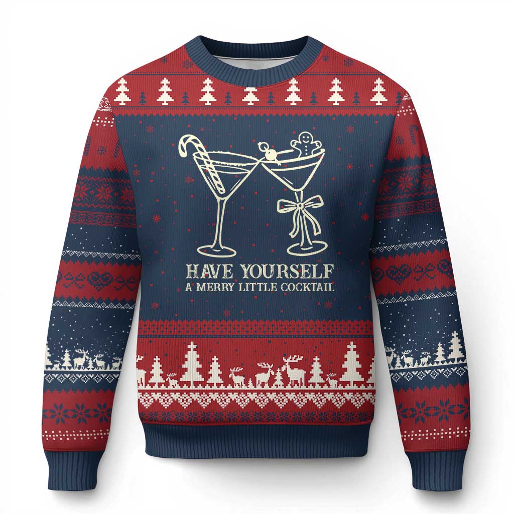 Xmas Cocktail Ugly Christmas Sweater Merry Little Cocktail Espresso Martini - Wonder Print Shop
