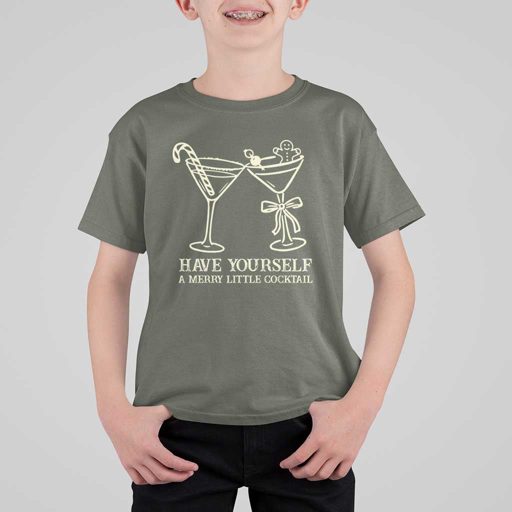 Christmas Cocktail T Shirt For Kid Merry Little Cocktail Espresso Martini - Wonder Print Shop