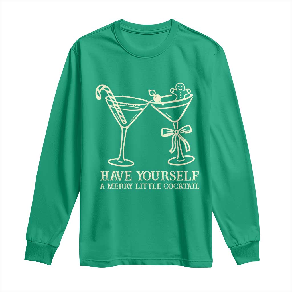 Christmas Cocktail Long Sleeve Shirt Merry Little Cocktail Espresso Martini - Wonder Print Shop