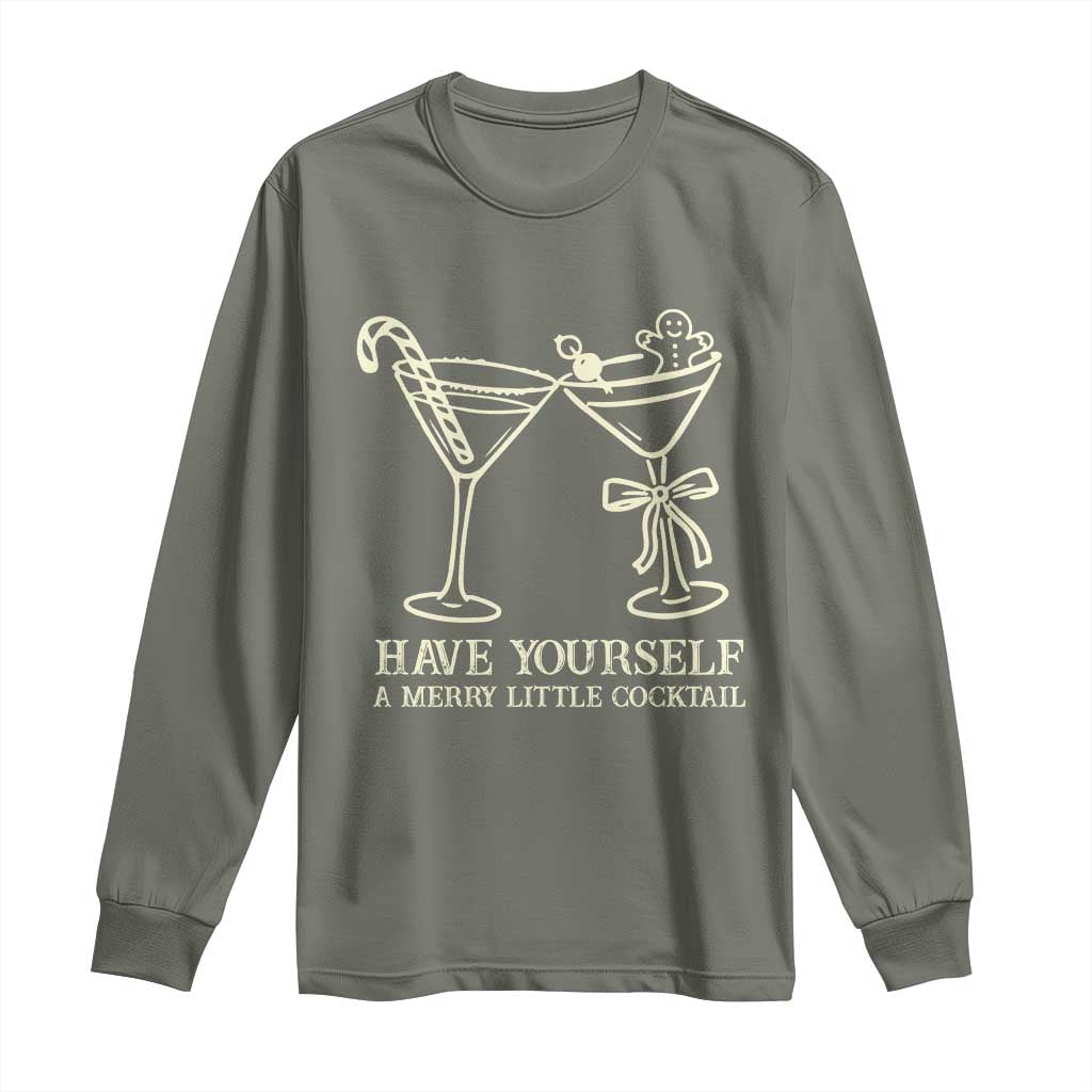 Christmas Cocktail Long Sleeve Shirt Merry Little Cocktail Espresso Martini - Wonder Print Shop