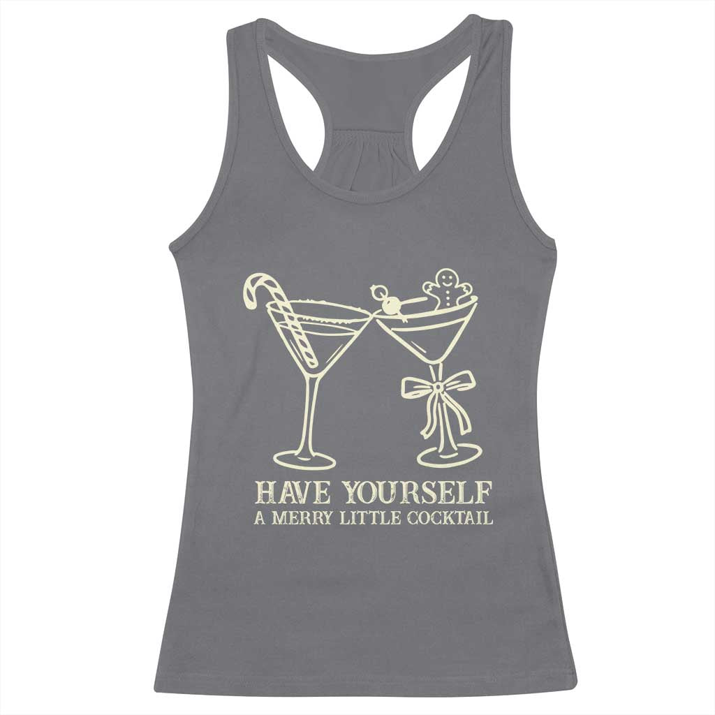 Christmas Cocktail Racerback Tank Top Merry Little Cocktail Espresso Martini - Wonder Print Shop