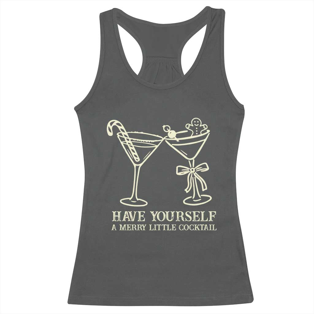 Christmas Cocktail Racerback Tank Top Merry Little Cocktail Espresso Martini - Wonder Print Shop