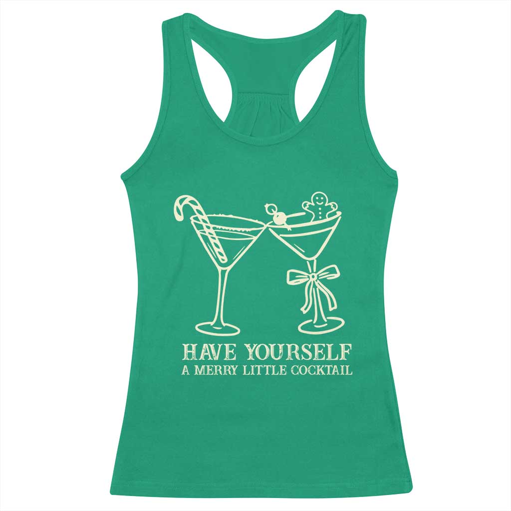 Christmas Cocktail Racerback Tank Top Merry Little Cocktail Espresso Martini - Wonder Print Shop