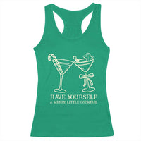 Christmas Cocktail Racerback Tank Top Merry Little Cocktail Espresso Martini - Wonder Print Shop