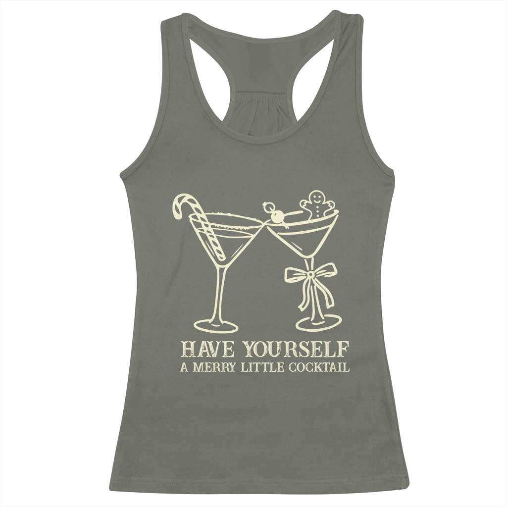 Christmas Cocktail Racerback Tank Top Merry Little Cocktail Espresso Martini - Wonder Print Shop
