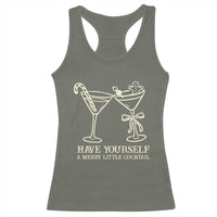 Christmas Cocktail Racerback Tank Top Merry Little Cocktail Espresso Martini - Wonder Print Shop