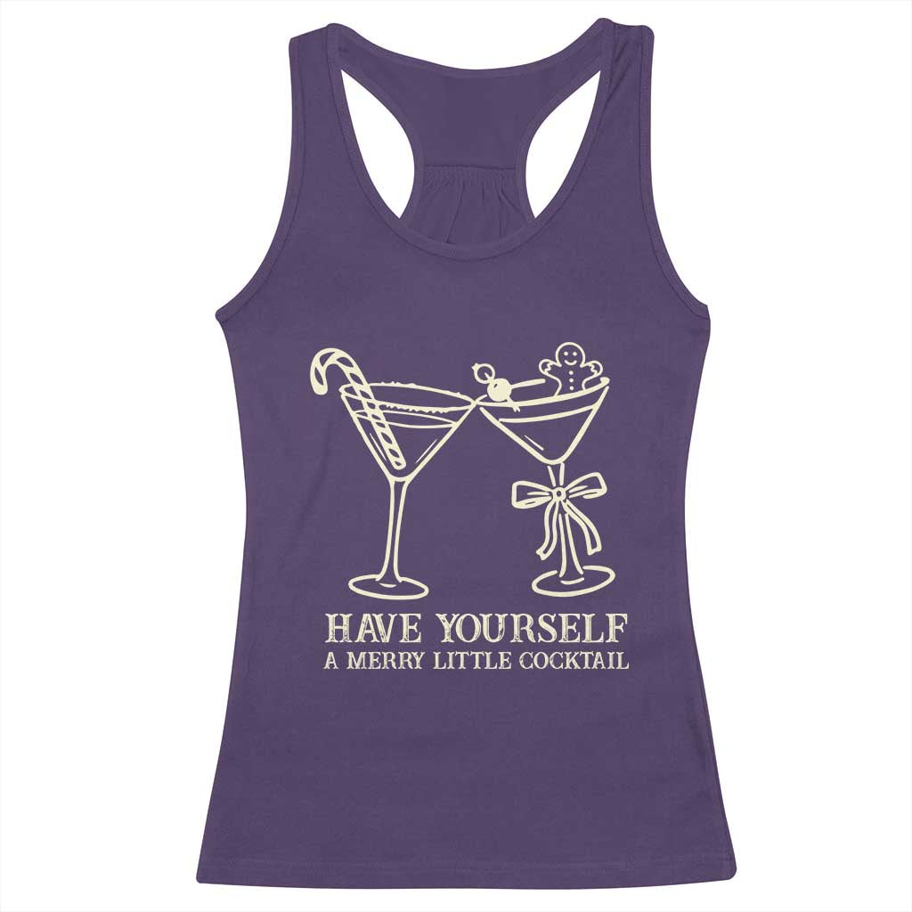 Christmas Cocktail Racerback Tank Top Merry Little Cocktail Espresso Martini - Wonder Print Shop