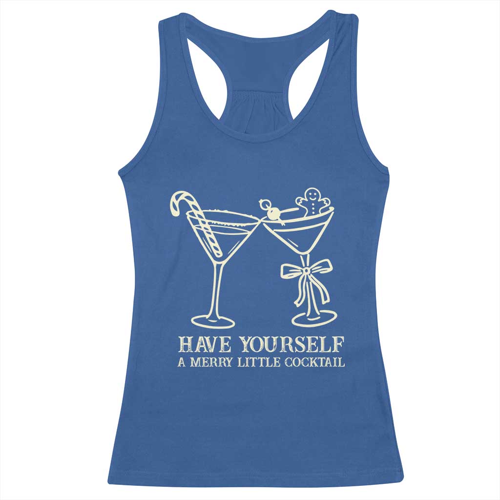 Christmas Cocktail Racerback Tank Top Merry Little Cocktail Espresso Martini - Wonder Print Shop