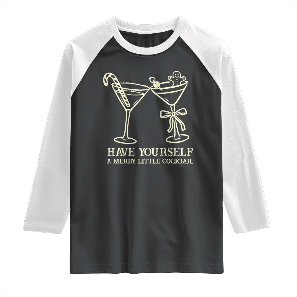 Christmas Cocktail Raglan Shirt Merry Little Cocktail Espresso Martini - Wonder Print Shop