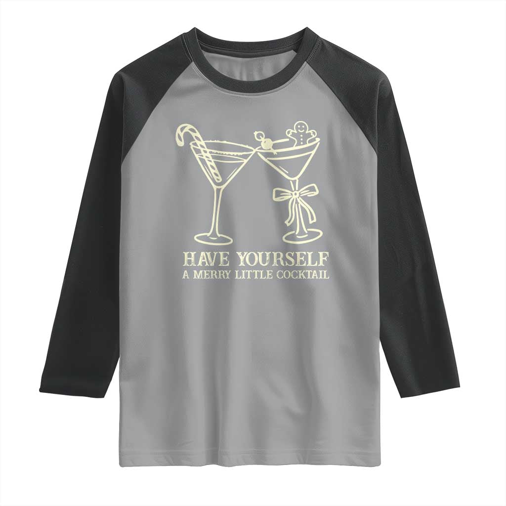 Christmas Cocktail Raglan Shirt Merry Little Cocktail Espresso Martini - Wonder Print Shop