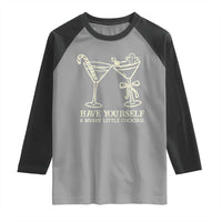 Christmas Cocktail Raglan Shirt Merry Little Cocktail Espresso Martini - Wonder Print Shop