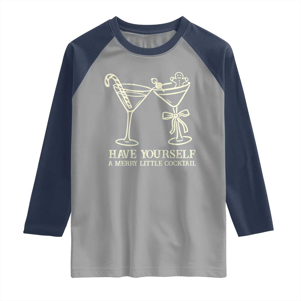 Christmas Cocktail Raglan Shirt Merry Little Cocktail Espresso Martini - Wonder Print Shop