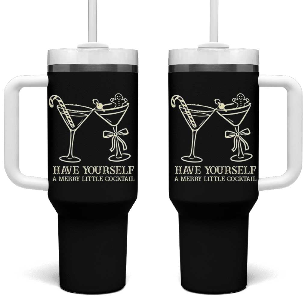 Christmas Cocktail Tumbler With Handle Merry Little Cocktail Espresso Martini - Wonder Print Shop