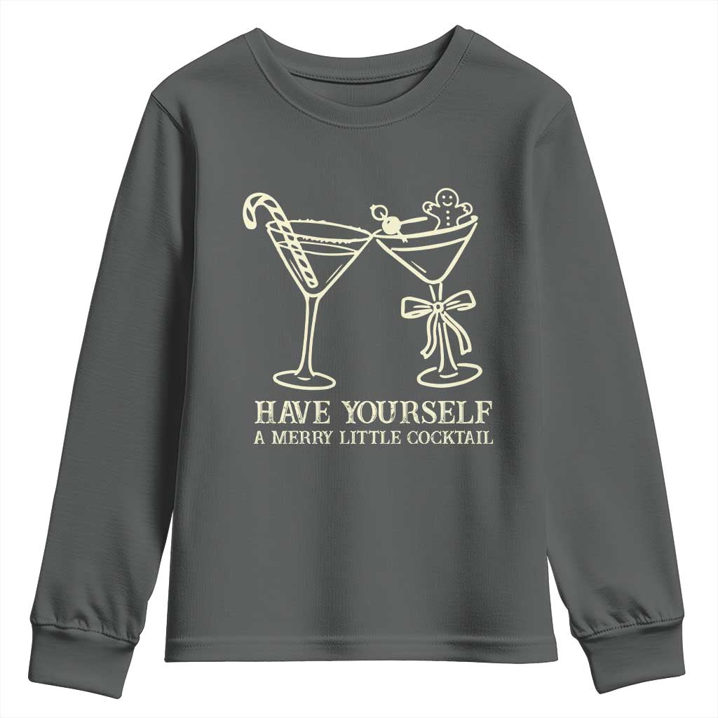 Christmas Cocktail Youth Sweatshirt Merry Little Cocktail Espresso Martini - Wonder Print Shop