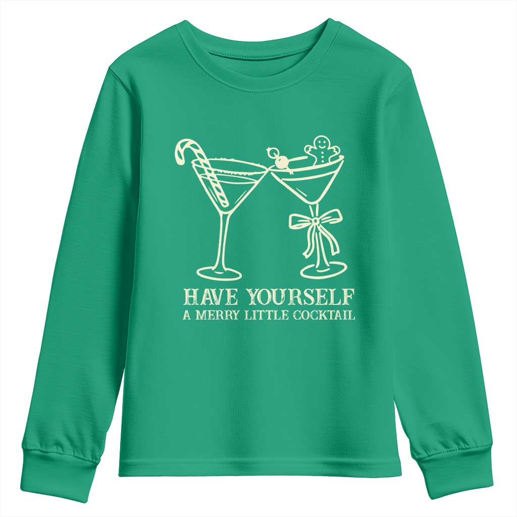 Christmas Cocktail Youth Sweatshirt Merry Little Cocktail Espresso Martini - Wonder Print Shop