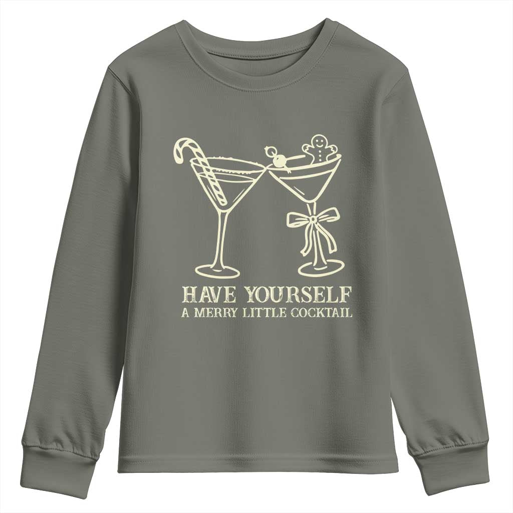 Christmas Cocktail Youth Sweatshirt Merry Little Cocktail Espresso Martini - Wonder Print Shop
