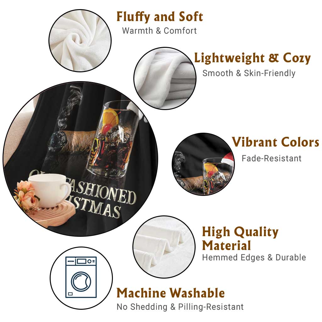 Old Fashioned Cocktail Christmas Throw Blanket Funny Bourbon Cocktail Drink - Wonder Print Shop