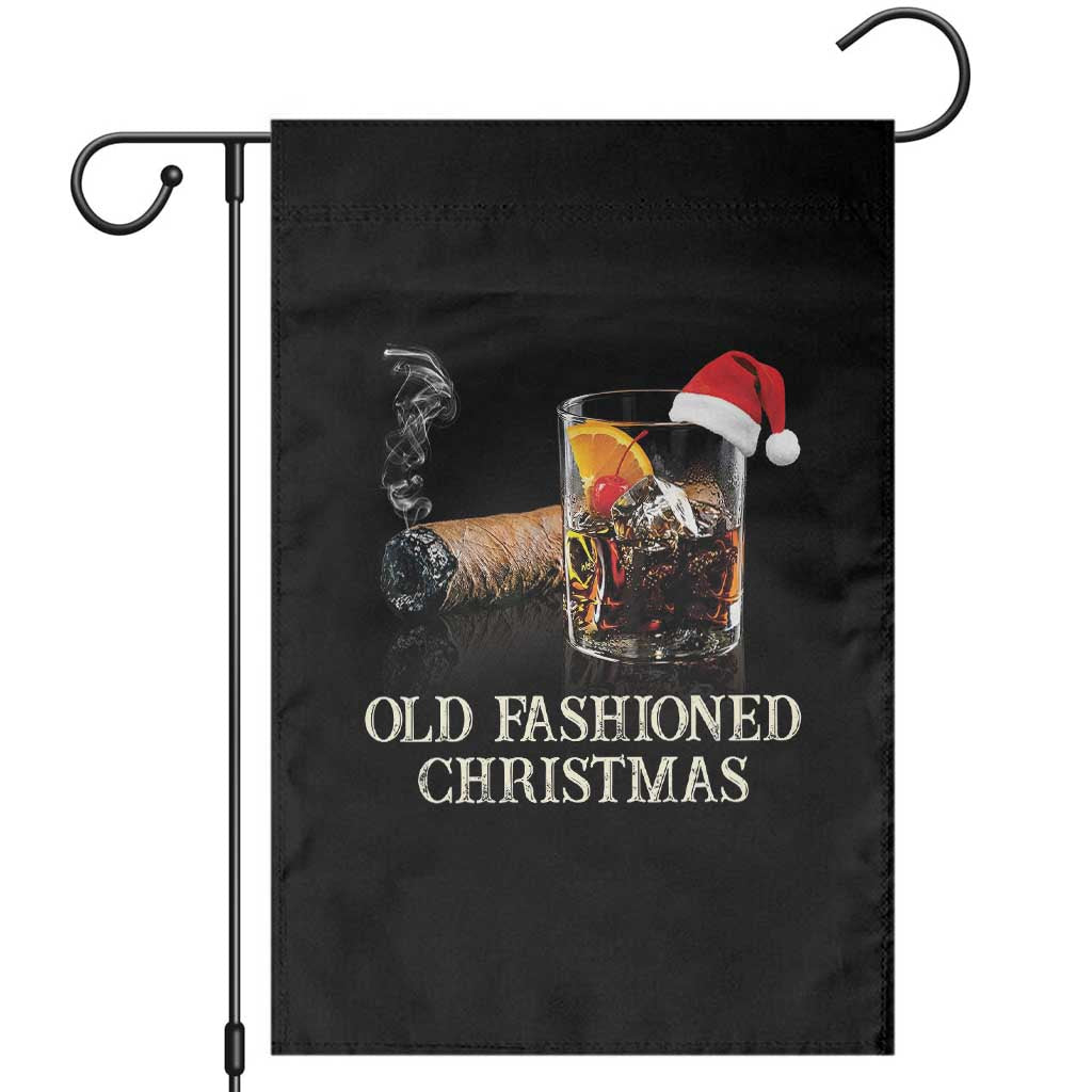 Old Fashioned Cocktail Christmas Garden Flag Funny Bourbon Cocktail Drink - Wonder Print Shop