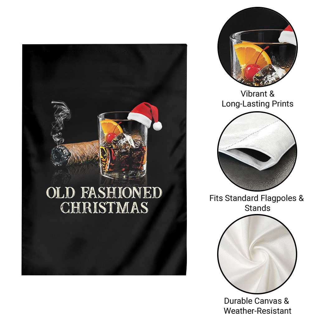 Old Fashioned Cocktail Christmas Garden Flag Funny Bourbon Cocktail Drink - Wonder Print Shop