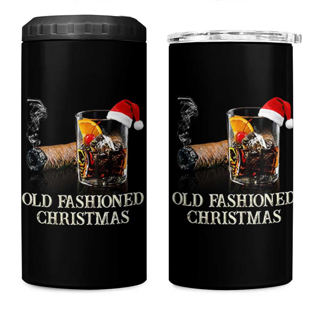 Old Fashioned Cocktail Christmas 4 in 1 Can Cooler Tumbler Funny Bourbon Cocktail Drink - Wonder Print Shop