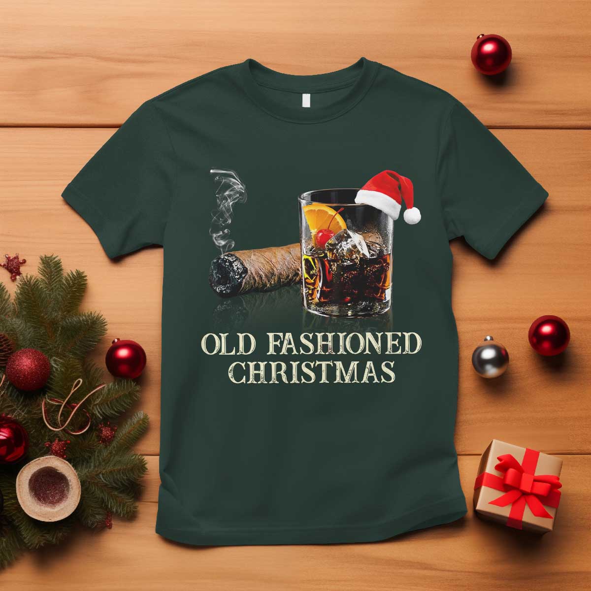 Old Fashioned Cocktail Christmas T Shirt Funny Bourbon Cocktail Drink - Wonder Print Shop
