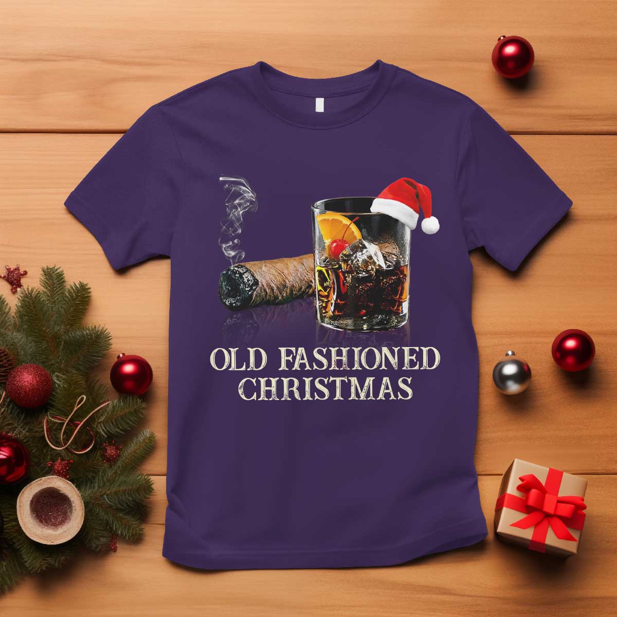 Old Fashioned Cocktail Christmas T Shirt Funny Bourbon Cocktail Drink - Wonder Print Shop