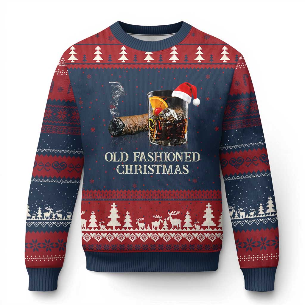 Old Fashioned Cocktail Xmas Ugly Christmas Sweater Funny Bourbon Cocktail Drink - Wonder Print Shop