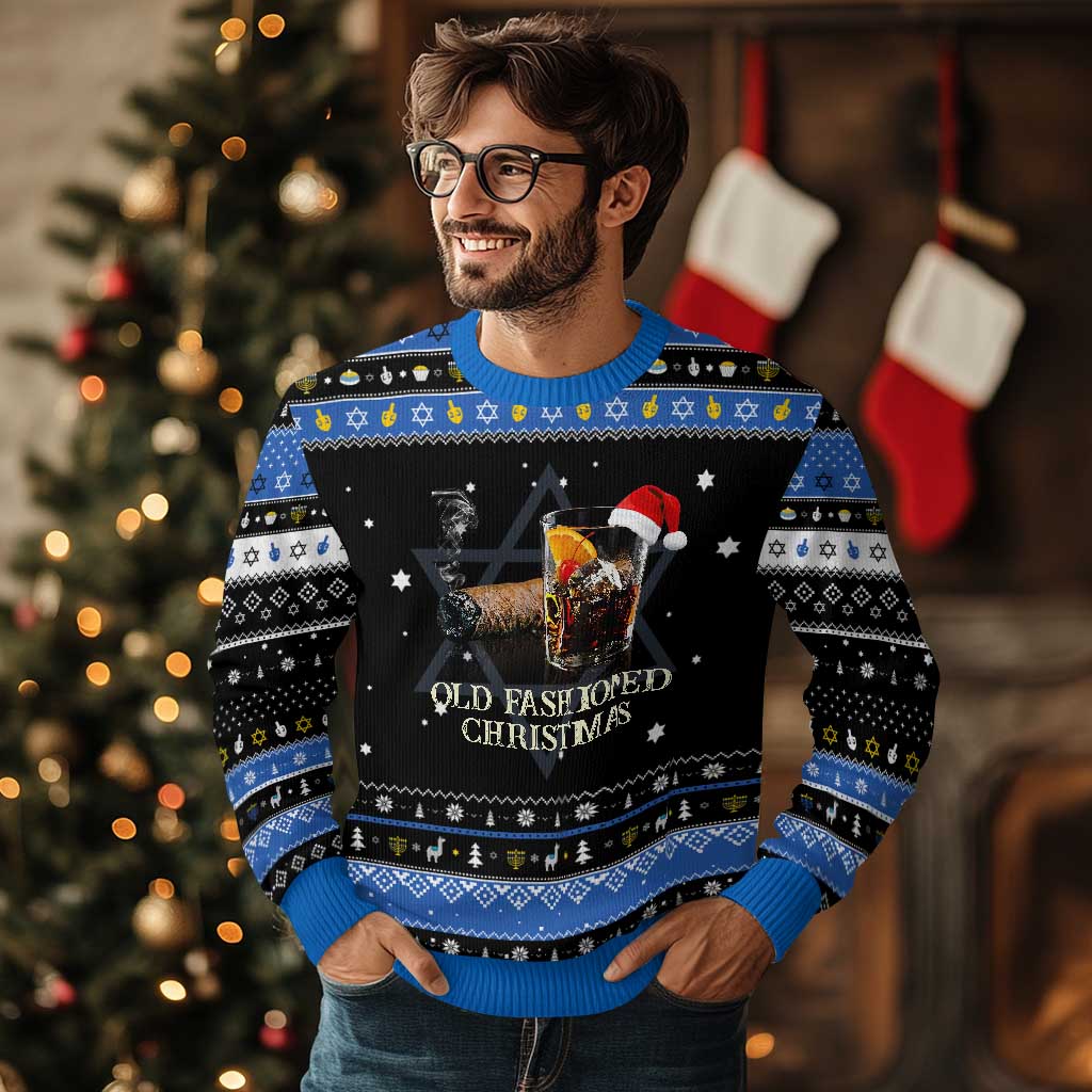 Old Fashioned Cocktail Christmas Hanukkah Ugly Sweater Funny Bourbon Cocktail Drink - Wonder Print Shop