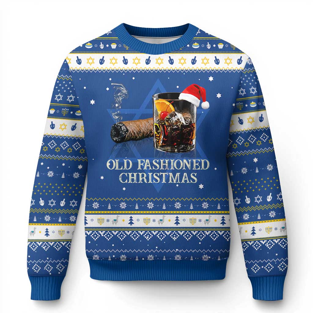 Old Fashioned Cocktail Christmas Hanukkah Ugly Sweater Funny Bourbon Cocktail Drink - Wonder Print Shop