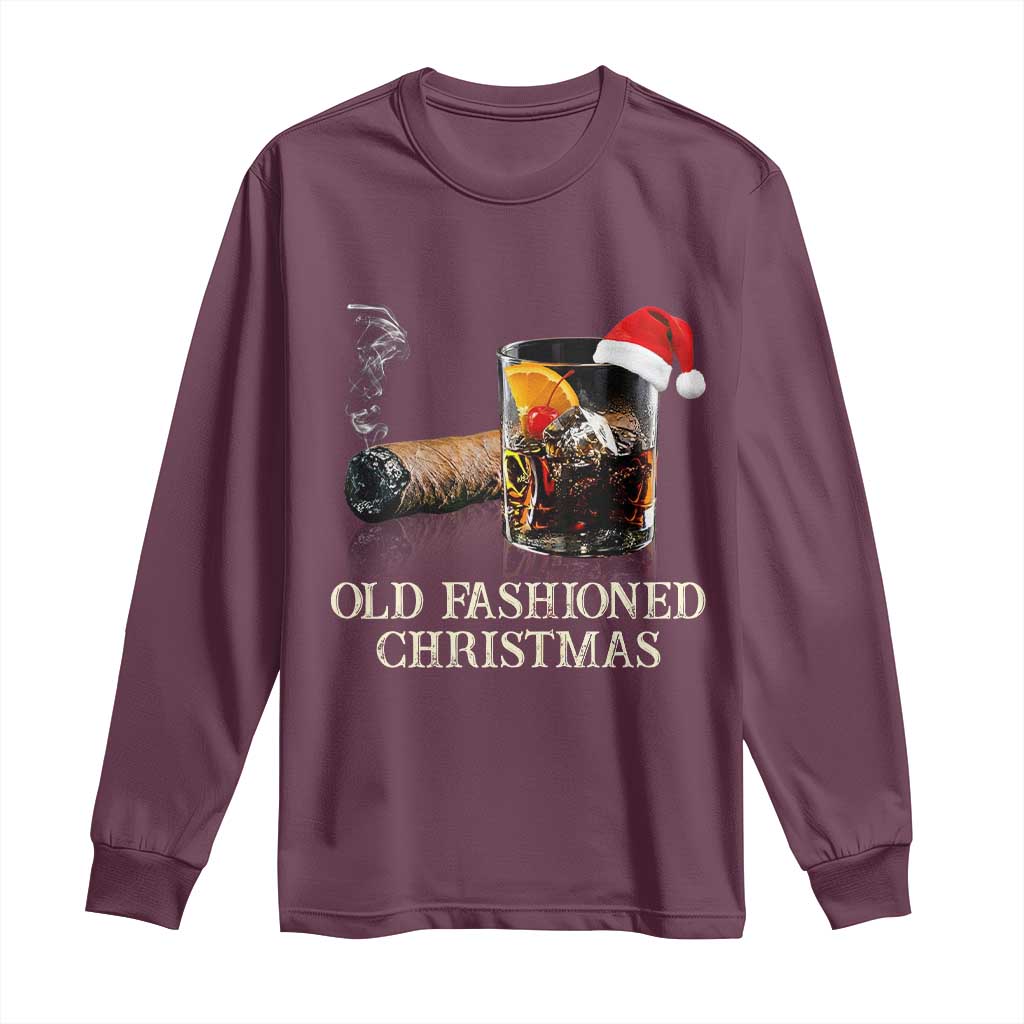 Old Fashioned Cocktail Christmas Long Sleeve Shirt Funny Bourbon Cocktail Drink - Wonder Print Shop
