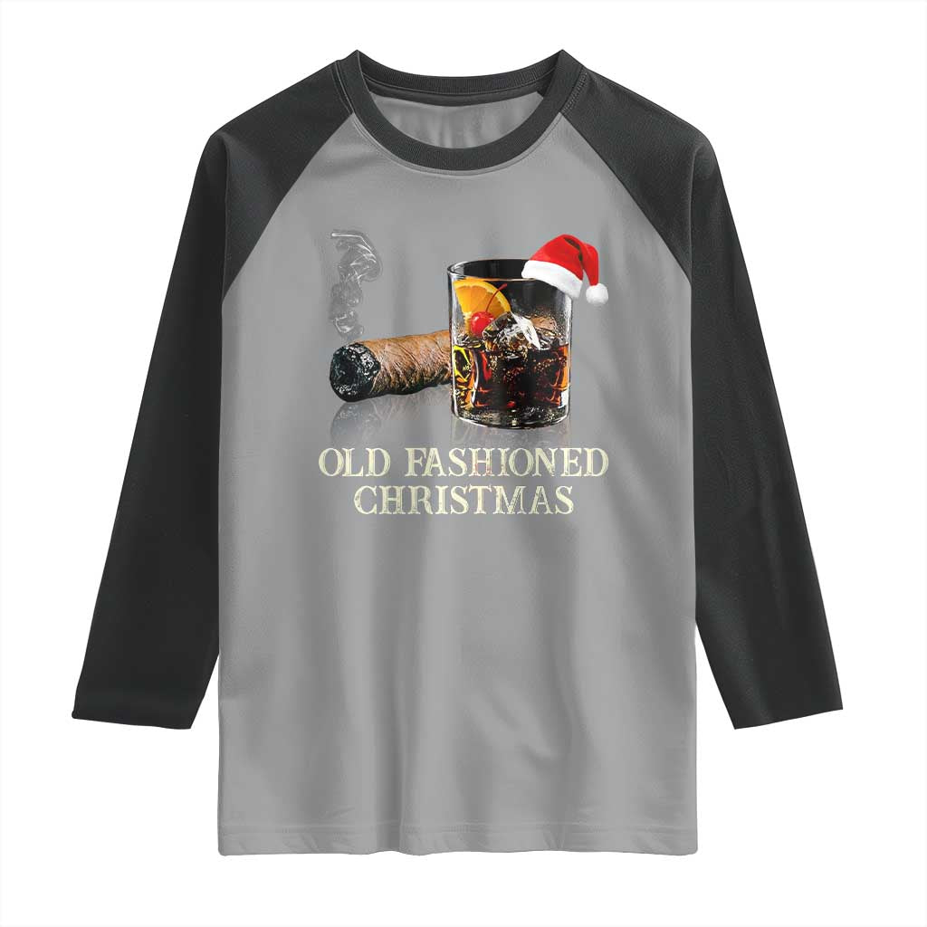 Old Fashioned Cocktail Christmas Raglan Shirt Funny Bourbon Cocktail Drink - Wonder Print Shop