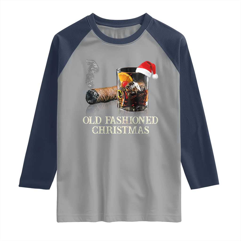 Old Fashioned Cocktail Christmas Raglan Shirt Funny Bourbon Cocktail Drink - Wonder Print Shop