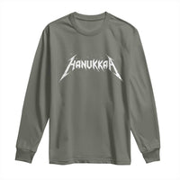 Hanukkah Heavy Metal Long Sleeve Shirt Latke Party Jewish Menorah Dreidel - Wonder Print Shop