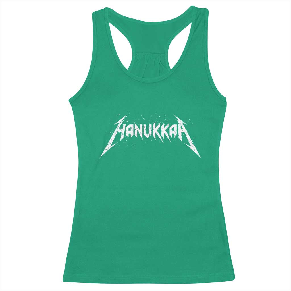 Hanukkah Heavy Metal Racerback Tank Top Latke Party Jewish Menorah Dreidel - Wonder Print Shop