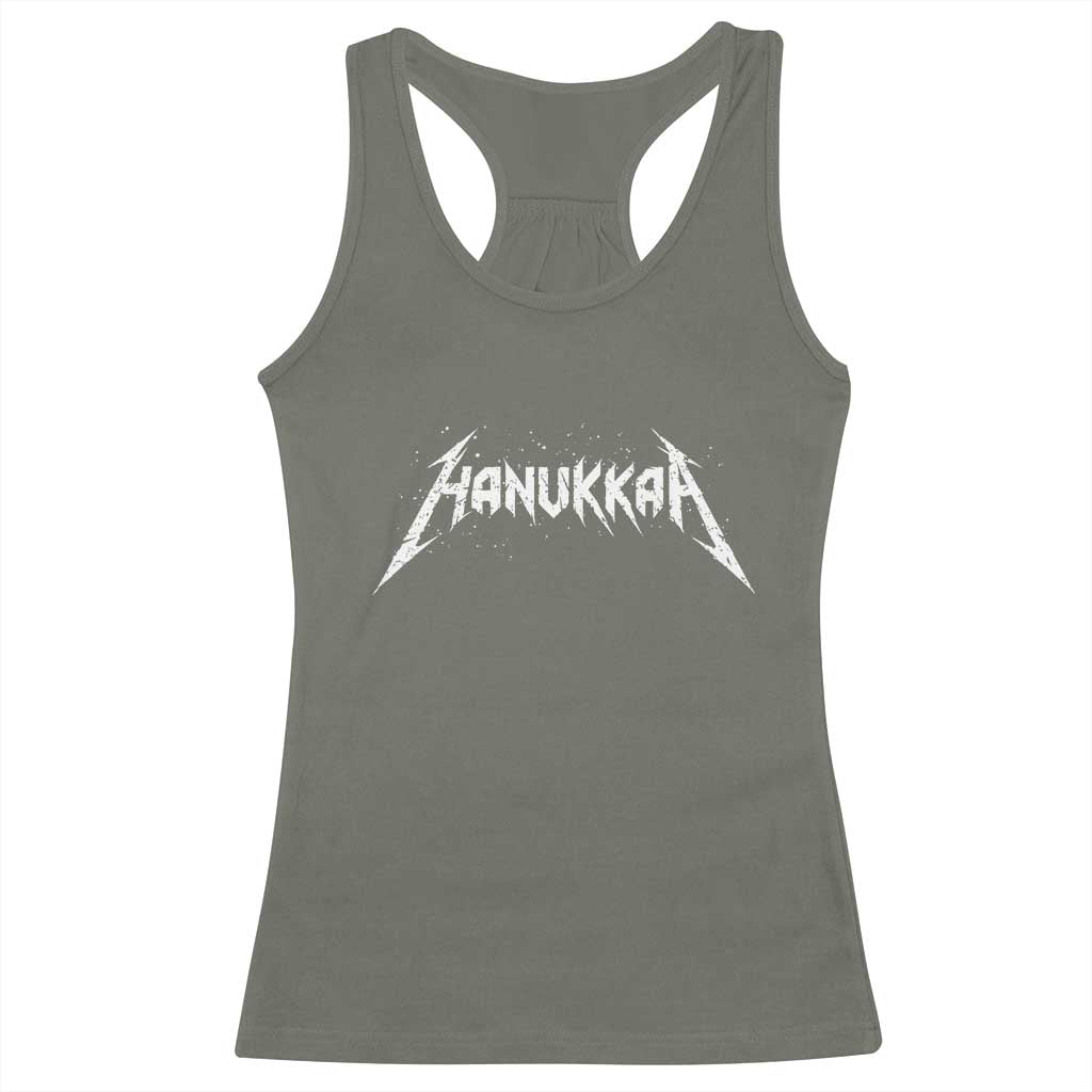 Hanukkah Heavy Metal Racerback Tank Top Latke Party Jewish Menorah Dreidel - Wonder Print Shop