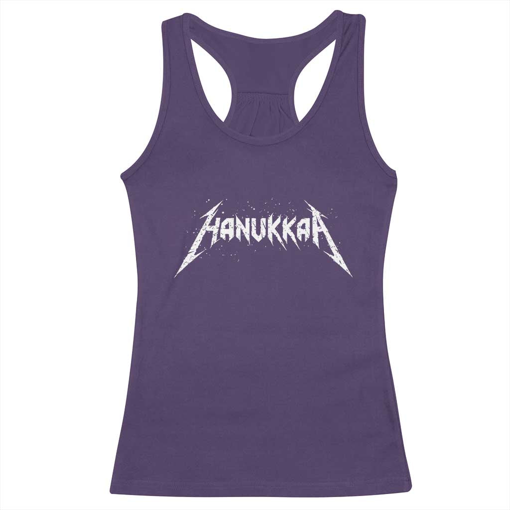 Hanukkah Heavy Metal Racerback Tank Top Latke Party Jewish Menorah Dreidel - Wonder Print Shop
