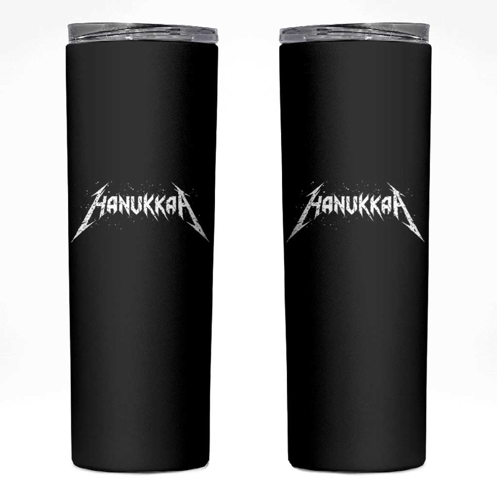 Hanukkah Heavy Metal Skinny Tumbler Latke Party Jewish Menorah Dreidel - Wonder Print Shop